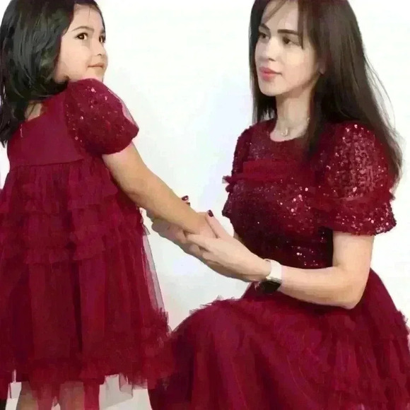 Maya Deluxe Burgundy Sequin Midi Dress - Picture 4 of 8